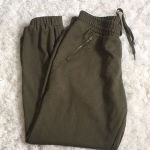 Olive green dress joggers